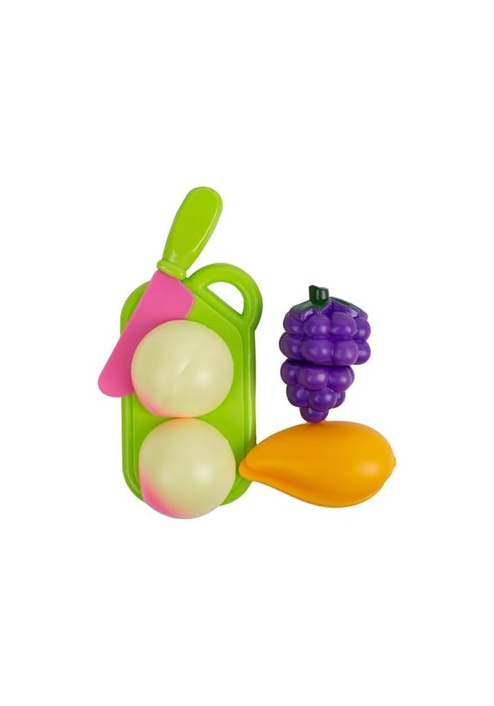 Daiso Play House Fruit Set - Colorful Toy Fruits with Cutting Board and Knife